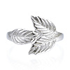 Non-Tarnish 304 Stainless Steel Leaf Open Cuff Ring for Women RJEW-N040-26-2