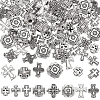 80Pcs 8 Styles Tibetan Style Zinc Alloy Beads TIBEB-FG0001-01-1