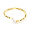 Rack Plating Brass Cuff Bangles with Plastic Pearl BJEW-L460-004-3