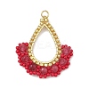 Dyed Natural Malaysia Jade & Glass Seed Beaded Pendants PALLOY-MZ01430-02-1