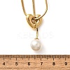 304 Stainless Steel Round Shell Pearl Pendant Lariat Necklaces for Women NJEW-U031-03G-4