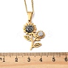 201 Stainless Steel Crystal Rhinestone Sunflower Pendant Necklaces NJEW-H065-16G-3