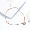 925 Sterling Silver Cable Chain Anklet AJEW-Z029-01RG-2