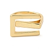 Brass Letter E Geometric Open Cuff Rings for Women RJEW-B062-01G-2