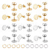 24Pcs 6 Style Ion Plating(IP) 304 Stainless Steel Flat Round Stud Findings STAS-UN0050-66-1