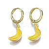 Brass Enamel Huggie Hoop Earrings EJEW-T014-25G-NF-1