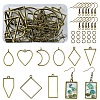 80Pcs 3 Styles Zinc Alloy Open Back Bezel Pendants with Iron Open Jump Rings with Iron Earring Hooks DIY-YW0009-29B-1