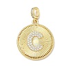 Brass Micro Pave Clear Cubic Zirconia Pendants KK-L253-17G-C-1