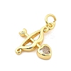 Bow and Arrow Brass Micro Pave Cubic Zirconia Pendants KK-C134-12G-3