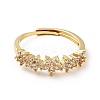 Clear Cubic Zirconia Flower Adjustable Ring RJEW-I087-08G-2