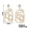 Geometric Hollow Brass Clear Cubic Zirconia Stud Earrings RV3263-1-2