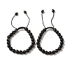 8mm Round Natural Golden Sheen Obsidian Braided Bead Bracelets BJEW-C067-01B-22-1