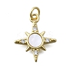 Brass Micro Pave Clear Cubic Zirconia 8 Point Star Pendants KK-V010-23G-1