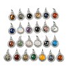 Natural & Synthetic Mixed Gemstone with Clear Cubic Zirconia Pendants G-G133-01P-1