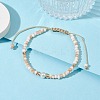 Glass & Shell Pearl Round Beads Braided Bead Bracelets BJEW-JB09874-4