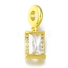 Rack Plating Brass Micro Pave Clear Cubic Zirconia European Dangle Charms KK-H485-18G-1
