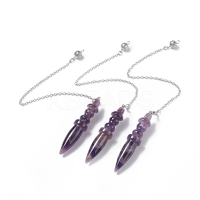 Natural Amethyst Pointed Dowsing Pendulums AJEW-B020-06P-01-1