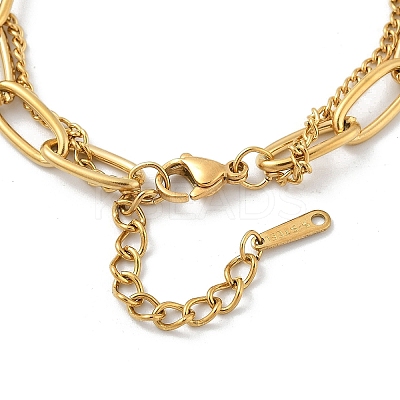304 Stainless Steel Double-strand Bracelets LS-BJEW-M092-01G-1