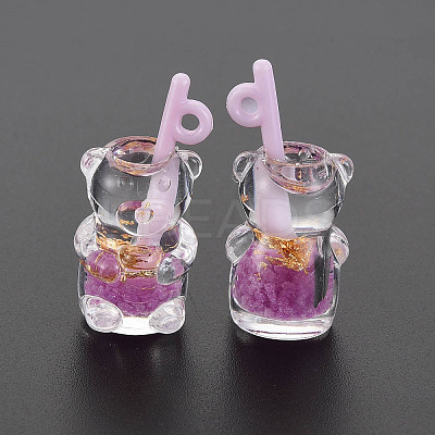 Imitation Bubble Tea Transparent Resin Pendants LS-RESI-T052-04D-1