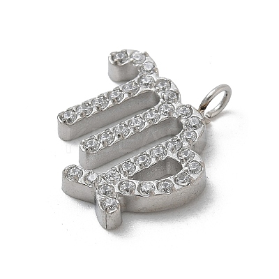 304 Stainless Steel Micro Pave Cubic Zirconia Charms STAS-Z107-09P-10-1
