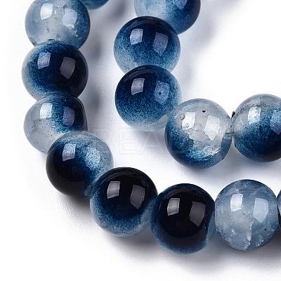 Crackle Baking Paint Imitation Jade Glass Beads Strands X1-DGLA-T003-8mm-15-1