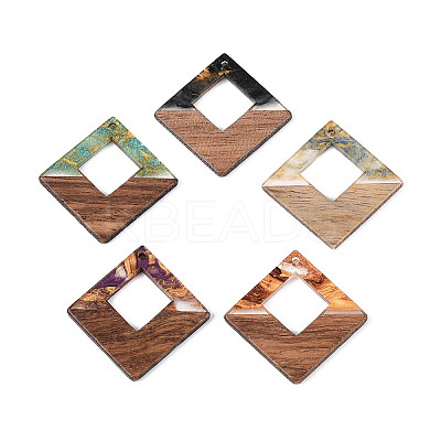 Opaque Resin & Walnut Wood Pendants RESI-T060-52M-1