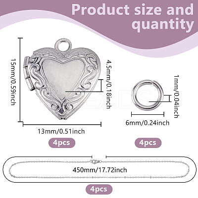 DIY 316 Stainless Steel Locket Pendant Necklaces Making Kits NJEW-HY0001-04B-1