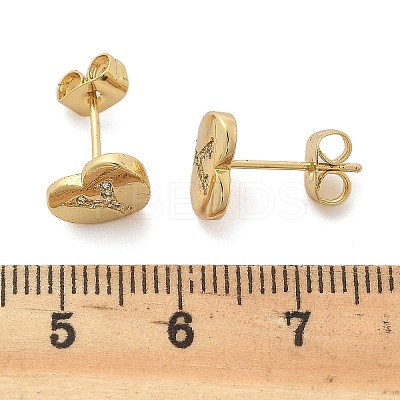 Rack Plating Brass Micro Pave Clear Cubic Zirconia Stud Earrings EJEW-K299-01G-Y-1