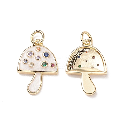 Brass Micro Pave Colorful Cubic Zirconia Pendants X-KK-C100-09G-1