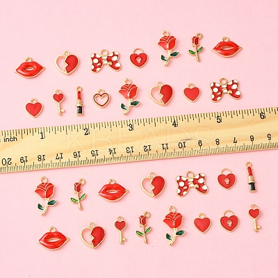 40Pcs 10 Styles Valentine's Day Alloy with Enamel Pendants ENAM-FS0002-39-1