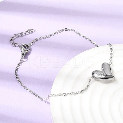 304 Stainless Steel Heart Pendant Necklaces & Bracelets & Stud Earrings Sets SJEW-P008-01P-1