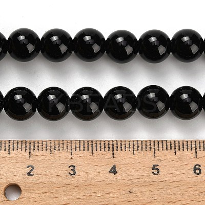 Natural Black Onyx(Dyed & Heated) Beads Strands G-H329-C06-8mm-1