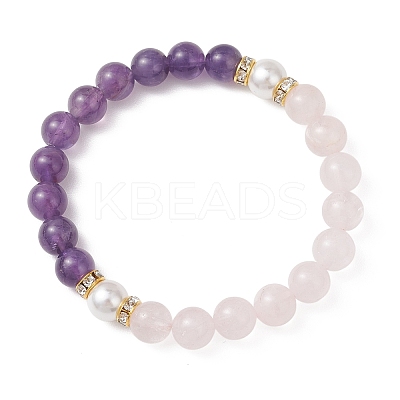 3Pcs Natural Mixed Gemstone Beads Stretch Bracelets for Women BJEW-JB13193-1