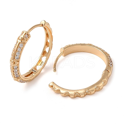 Brass Cubic Zirconia Hoop Earrings for Women EJEW-M238-13KCG-1