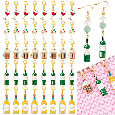 Beer & Wine Theme Pendant Stitch Markers HJEW-AB00425-1