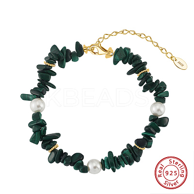 Natural Malachite Braided Beads Bracelets BJEW-L692-001G-1