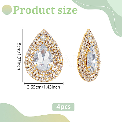 4Pcs Brass Rhinestone Shoe Decorations FIND-MA0001-02A-1