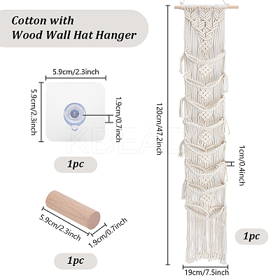 1Pc Cotton with Wood Wall Hat Hanger ODIS-PH0001-77-1