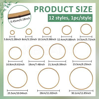 12Pcs MDF Sheets Rings AJEW-WH0816-273-1