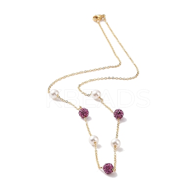 Polymer Clay Rhinestone Beads  Beads Necklace BJEW-B078-03G-1
