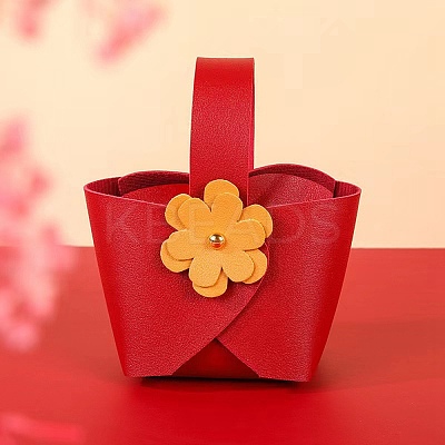 Foldable Imitation Leather Wedding Flower Candy Bags CON-WH0087-92B-1