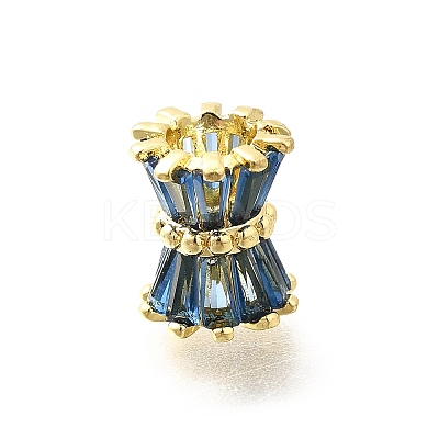 Rack Plating Column Brass Micro Pave Clear Cubic Zirconia European Beads KK-Q040-12G-1