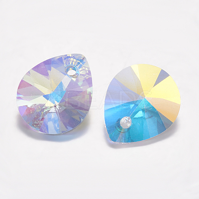 Faceted K9 Glass Rhinestone Charms X-RGLA-F053-C-001AB-1