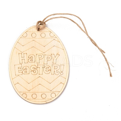 DIY Egg Shape Handmade Hollow Out Graffiti Wood WOOD-G007-02A-1