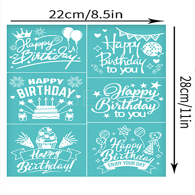Happy Birthday Theme Self-Adhesive Silk Screen Printing Stencil X1-DIY-WH0338-328-1