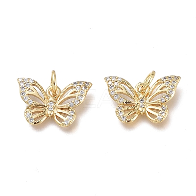 Brass Micro Pave Clear Cubic Zirconia Charms X-ZIRC-Q024-11G-1