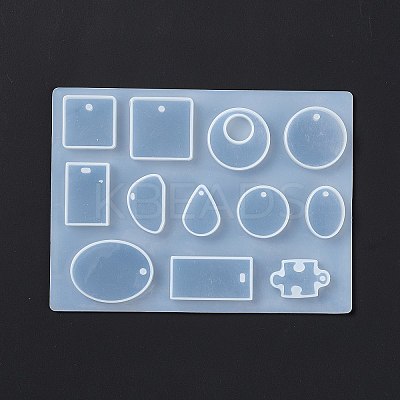 Geometrical Shape & Puzzle Piece Pendant Silicone Molds X-DIY-D076-03-1
