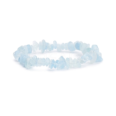 Natural Aquamarine Chips Beaded Jewelry Set SJEW-JS01232-07-1
