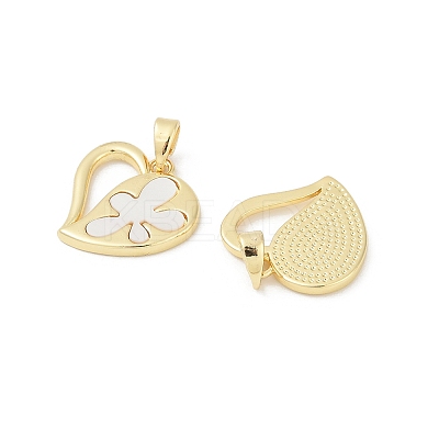 Brass Pave Natural White Shell Pendants KK-R213-02G-03-1