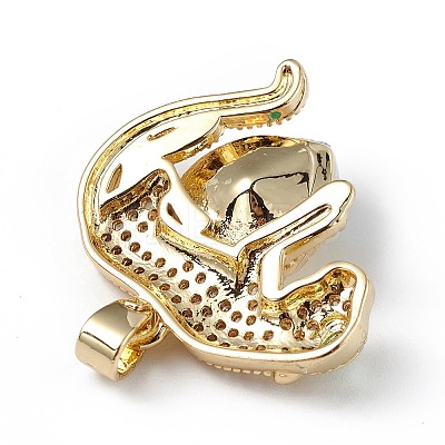 Real 18K Gold Plated Rack Plating Brass Micro Pave Clear Cubic Zirconia Pendants KK-C015-13G-13-1